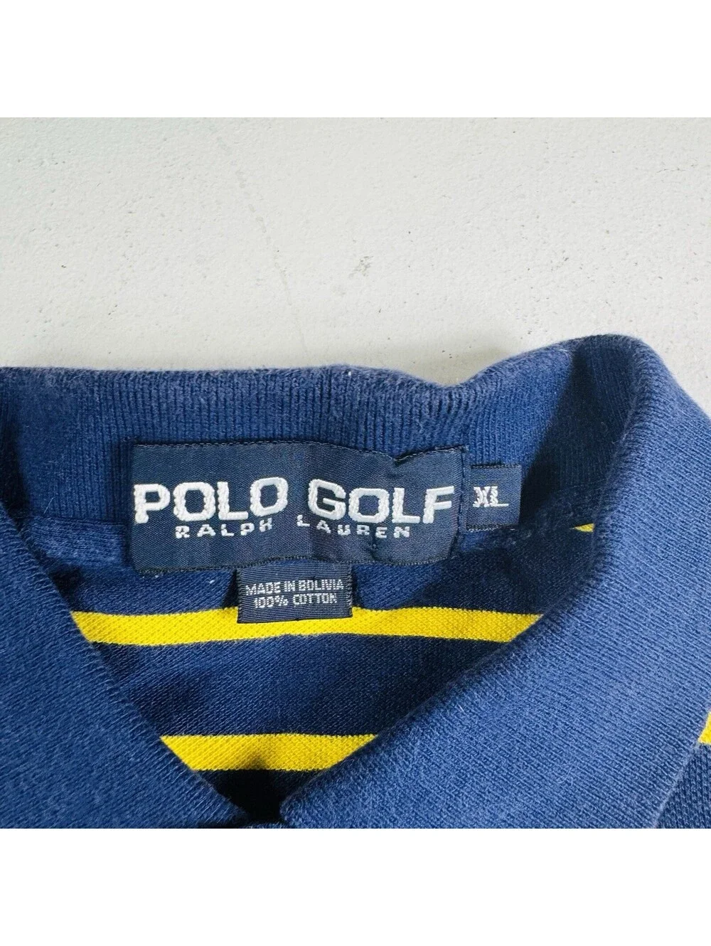 Polo Golf Ralph Lauren Golf Polo Shirt Navy Yellow Striped Men’s Size XL